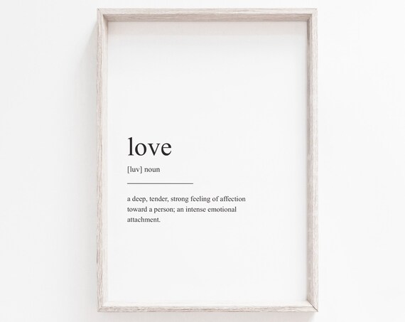 Art Love Definition, Minimalist Quote Art Print