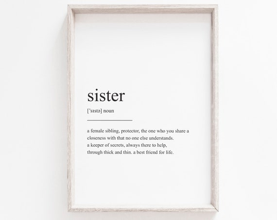 Sister Definition Minimalist Typography Art Print