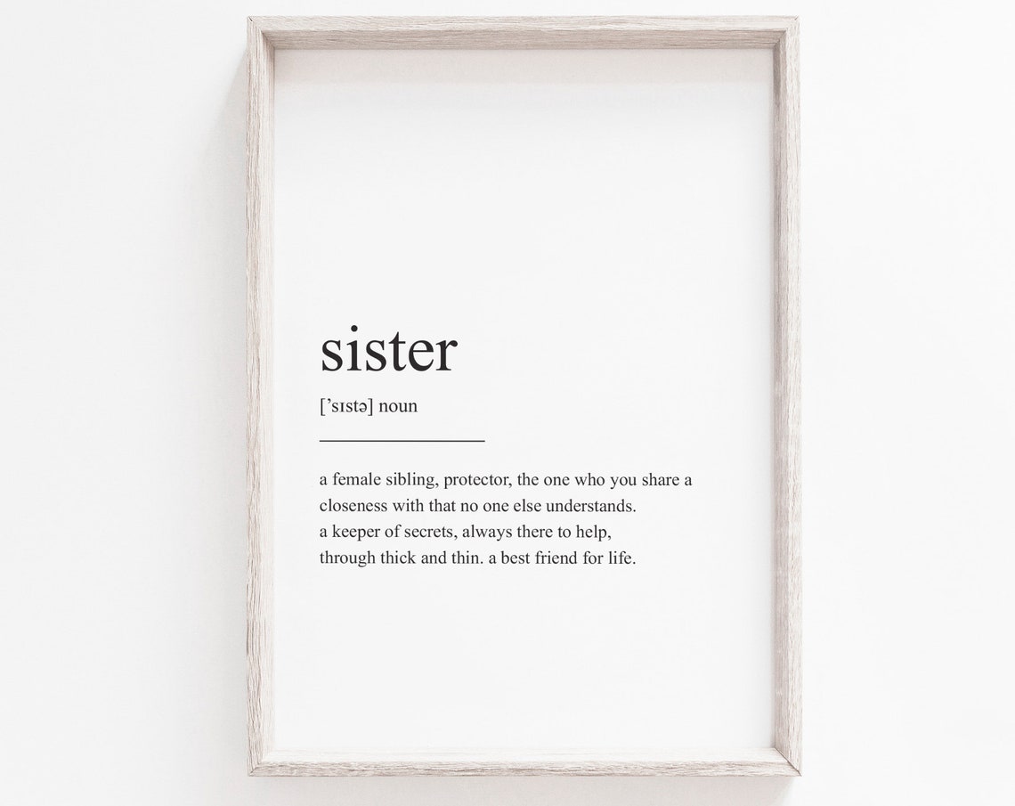 Sister Definition Minimalist Typography Art Print
