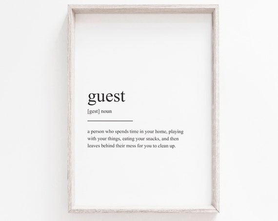 Art Guest Definition Print Wall Art Prints Quote Print Printables Minimalist Prints Guest Room Print Wall Prints Wall Art