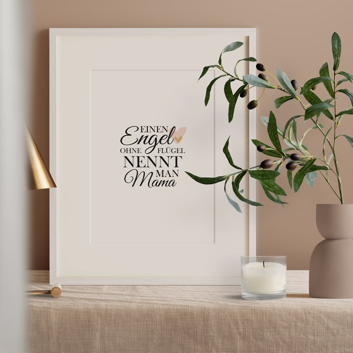 German Mothers Day Angel Without Wings Mama Love Quote Poster - Image 2