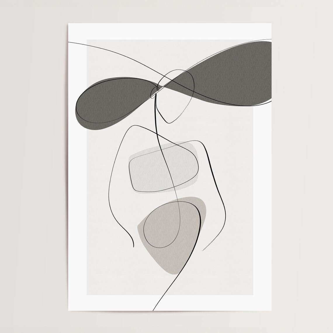 Abstract Woman Line Art Minimalist Beige Modern Artistic Poster - Image 3