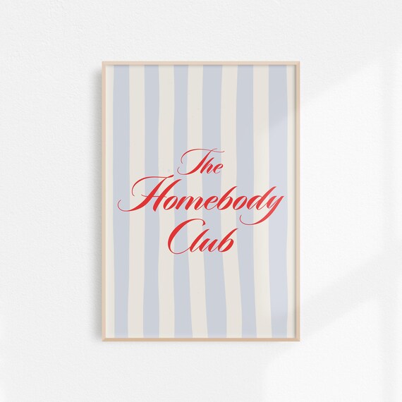 The Homebody Club Art Coquette Room Decor French Girly Art Cute Bedroom Decor Trendy Wall Art Red Blue White Striped Poster