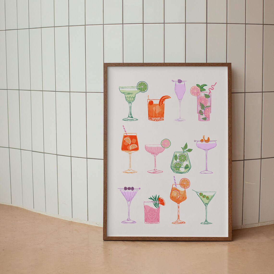 Aesthetic Cocktail Poster, Cute Bar Cart Art Print - Image 2