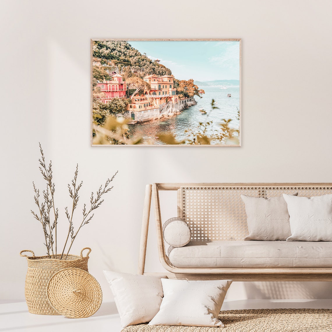 Portofino Art Italy Wall Art Italian Riviera Print Italy Photography Italian Coastal Decor Pink Orange Villa Mediterranean Art - Image 2