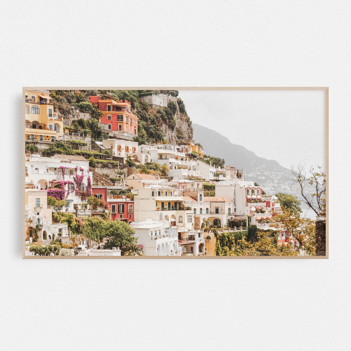 Positano Amalfi Coast Colorful Cliffside Houses Bougainvillea Poster