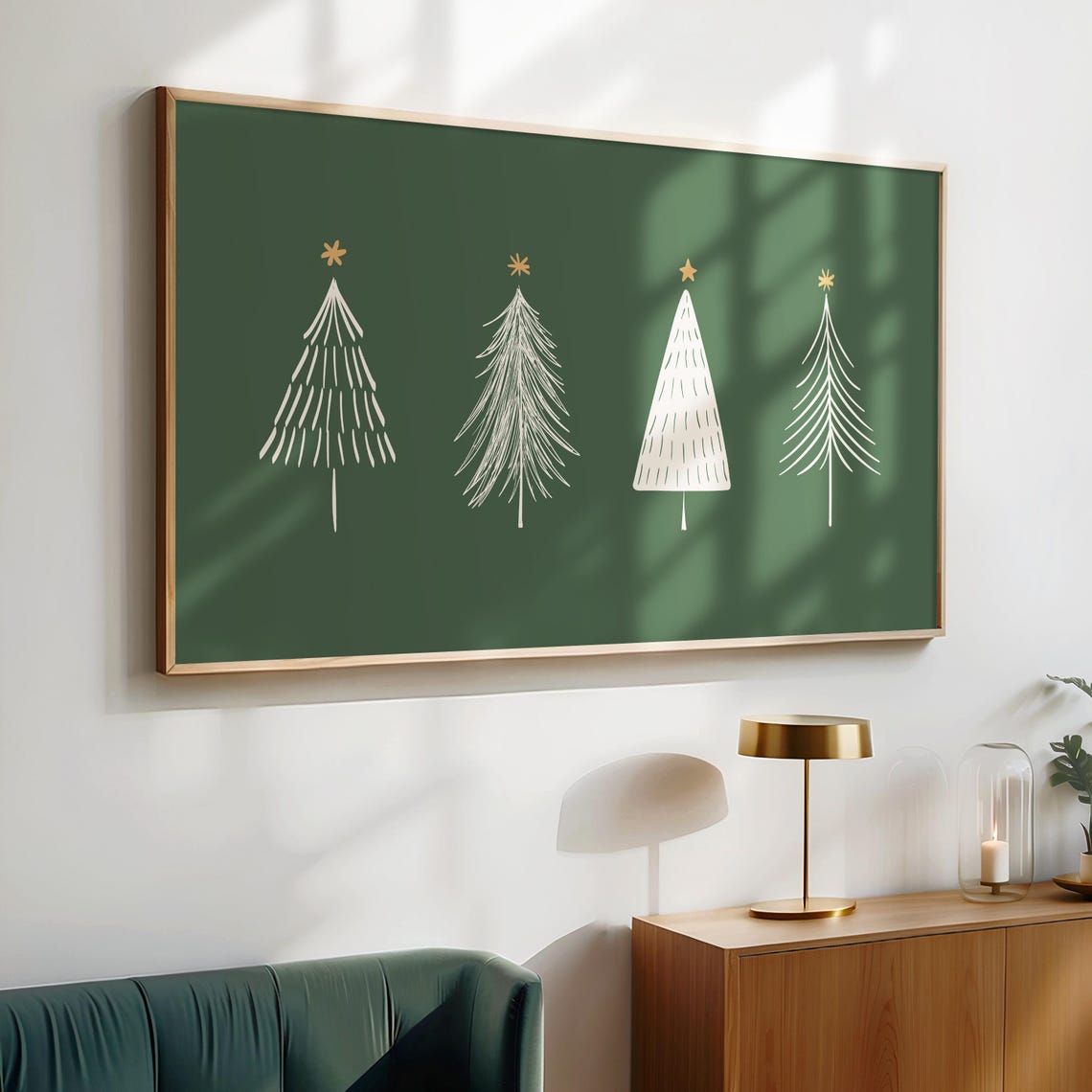 Minimalist White Christmas Trees Green Holiday Season Art Poster - Image 3