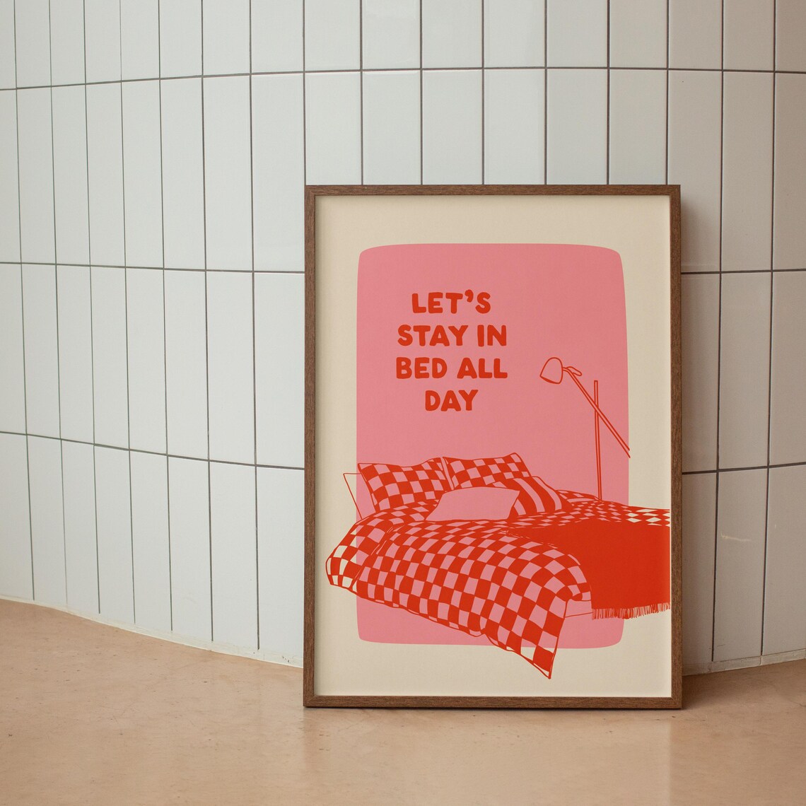 Lets Stay In Bed Bedroom Poster, Maximalist Decor
