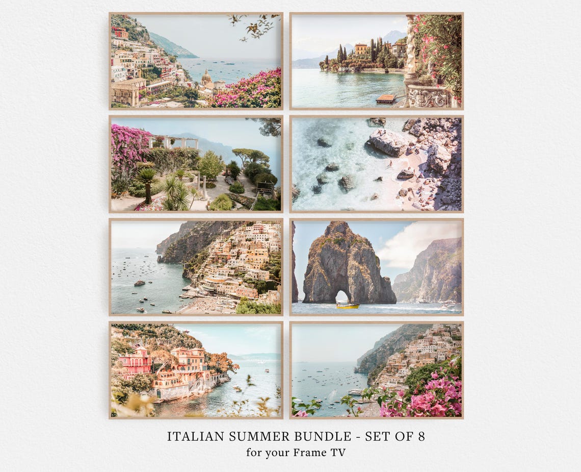 Italian Summer Bundle Set Of 8 Amalfi Coast Frame TV Digital Art Print