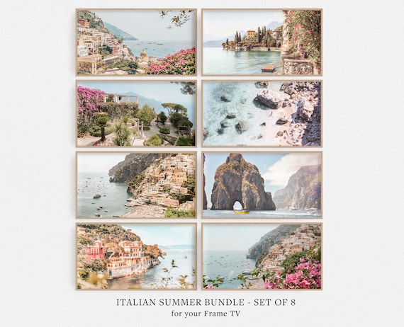 Italian Summer Bundle Set Of 8 Amalfi Coast Frame TV Digital Art Print