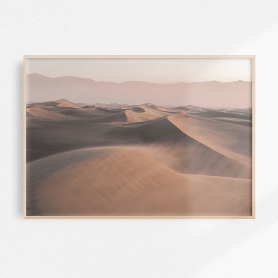 Death Valley Sand Dunes at Dawn in Soft Warm Beige Tones Poster