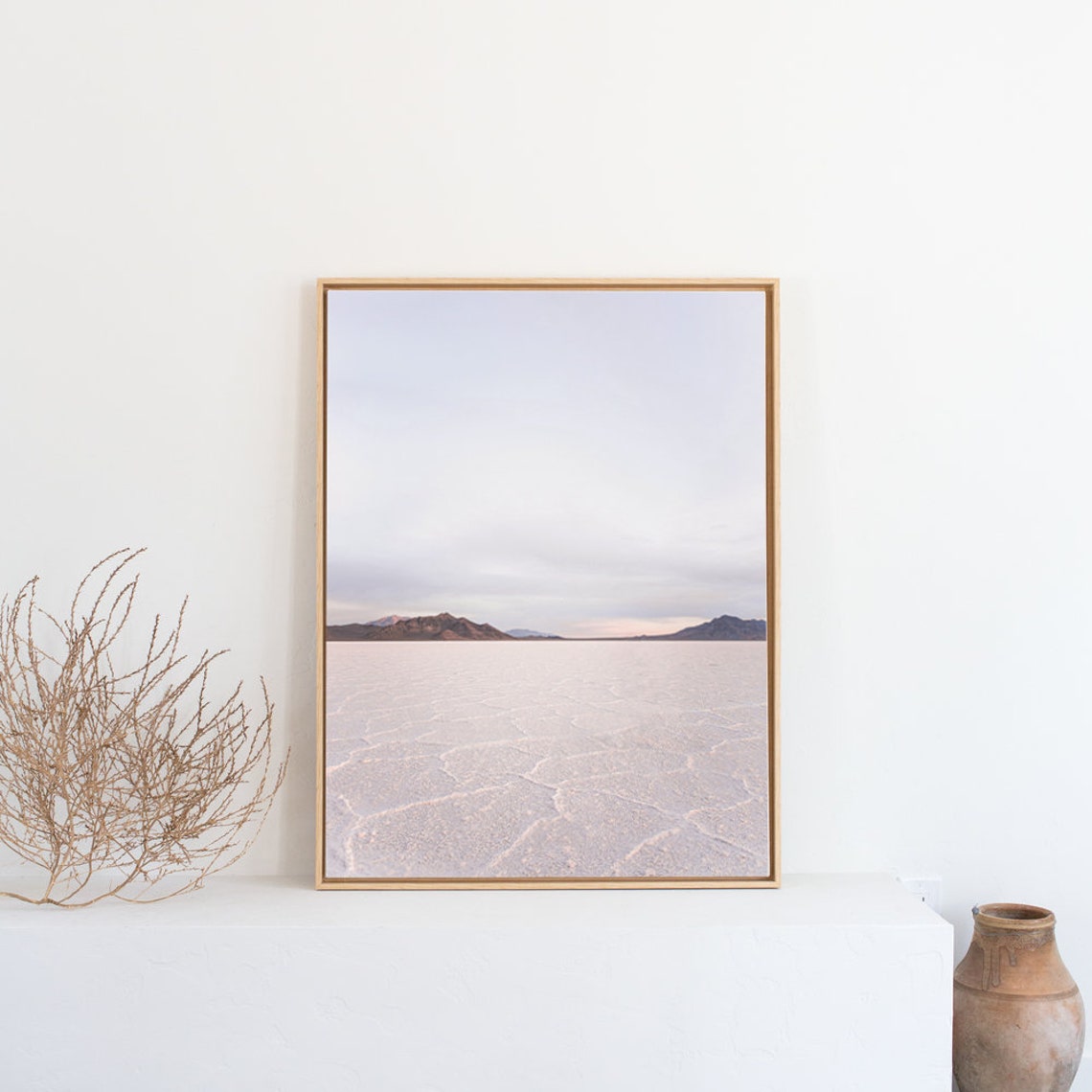Salt Flats Stretching to Distant Mountains Minimalist Poster - Image 3