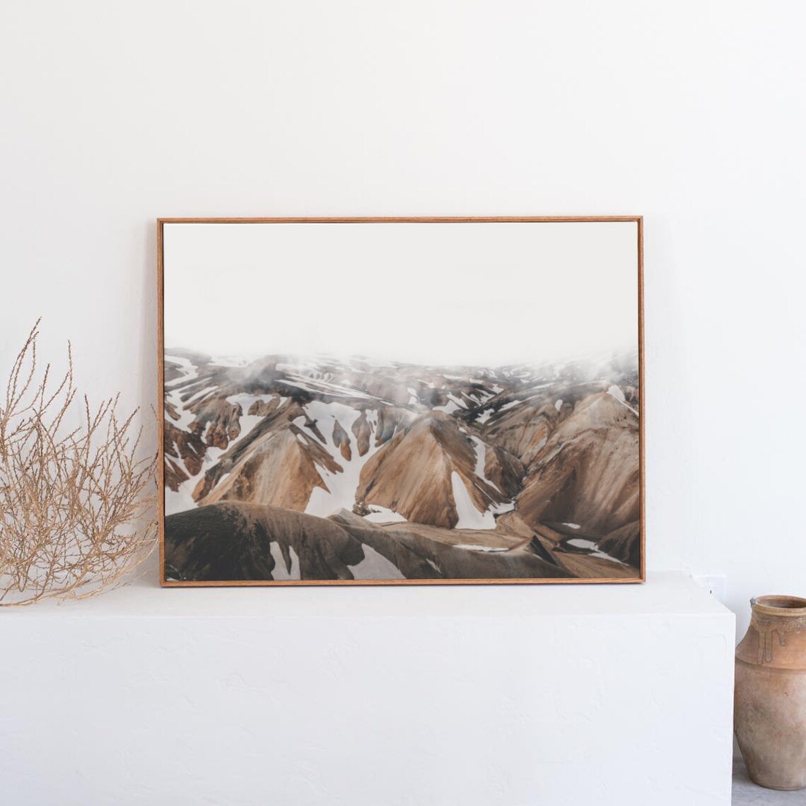 Iceland Highlands Snow Streaked Brown Mountains Photography Poster - Image 3