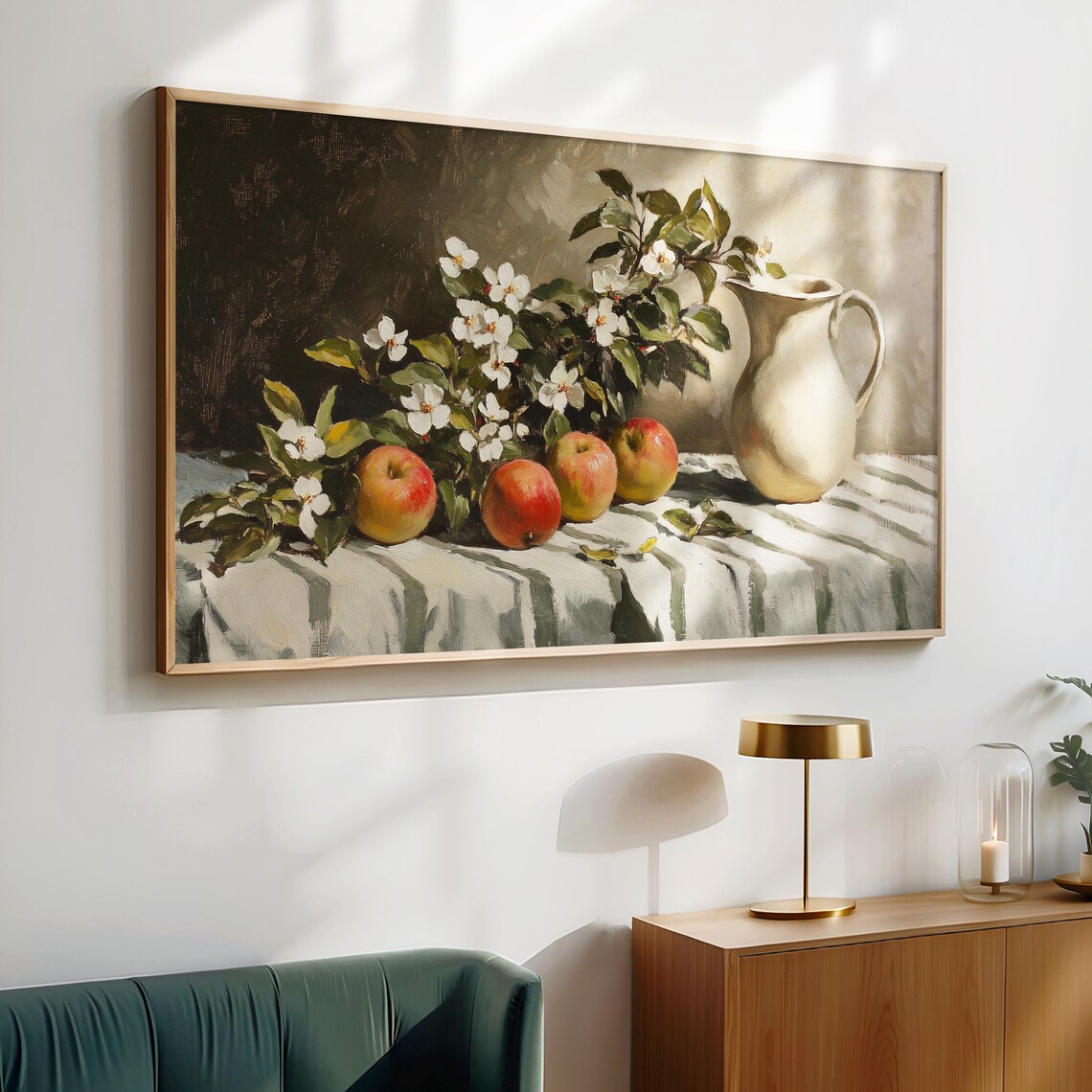 Apples Oil Painting, Vintage Botanical Still Life - Image 3