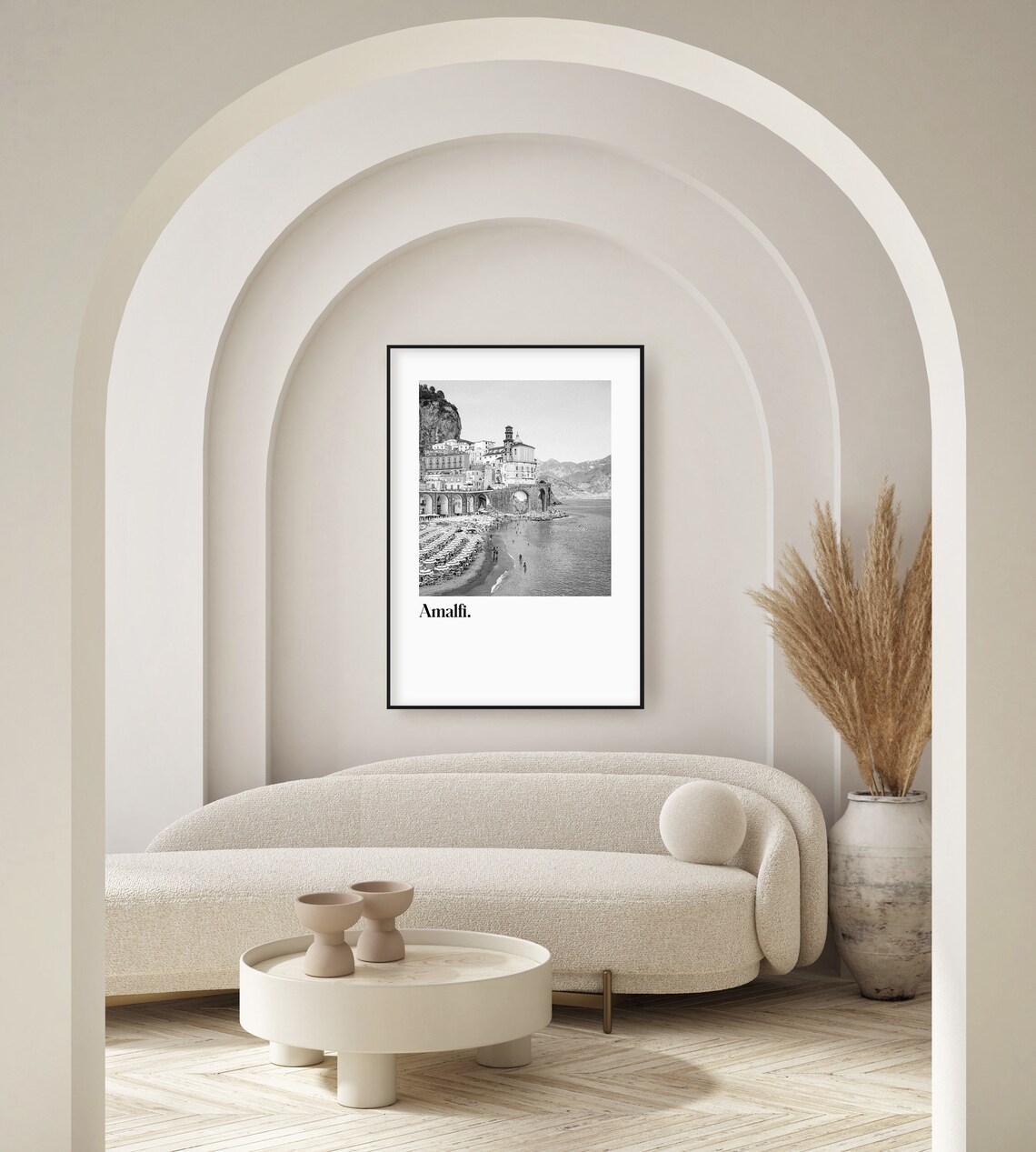 Amalfi Italy Beach Black White Vintage Travel Photo Art Poster - Image 3