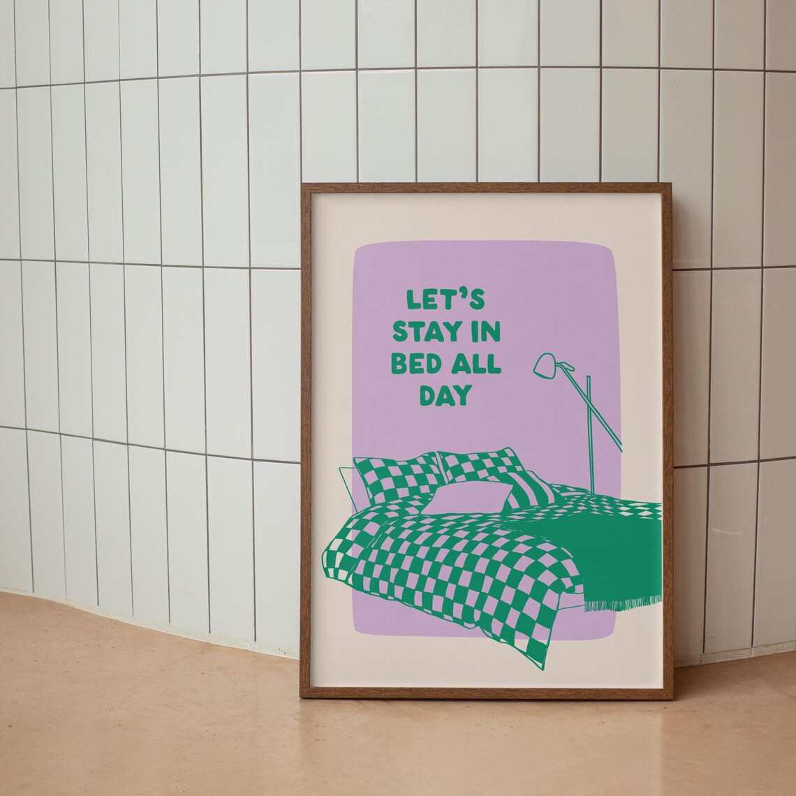 Lets Stay In Bed Retro Bedroom Art Print