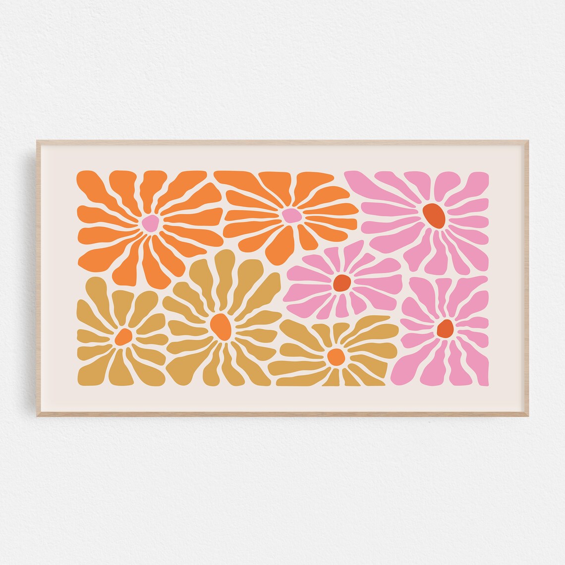 Retro Frame TV Art, Danish Pastel Flowers