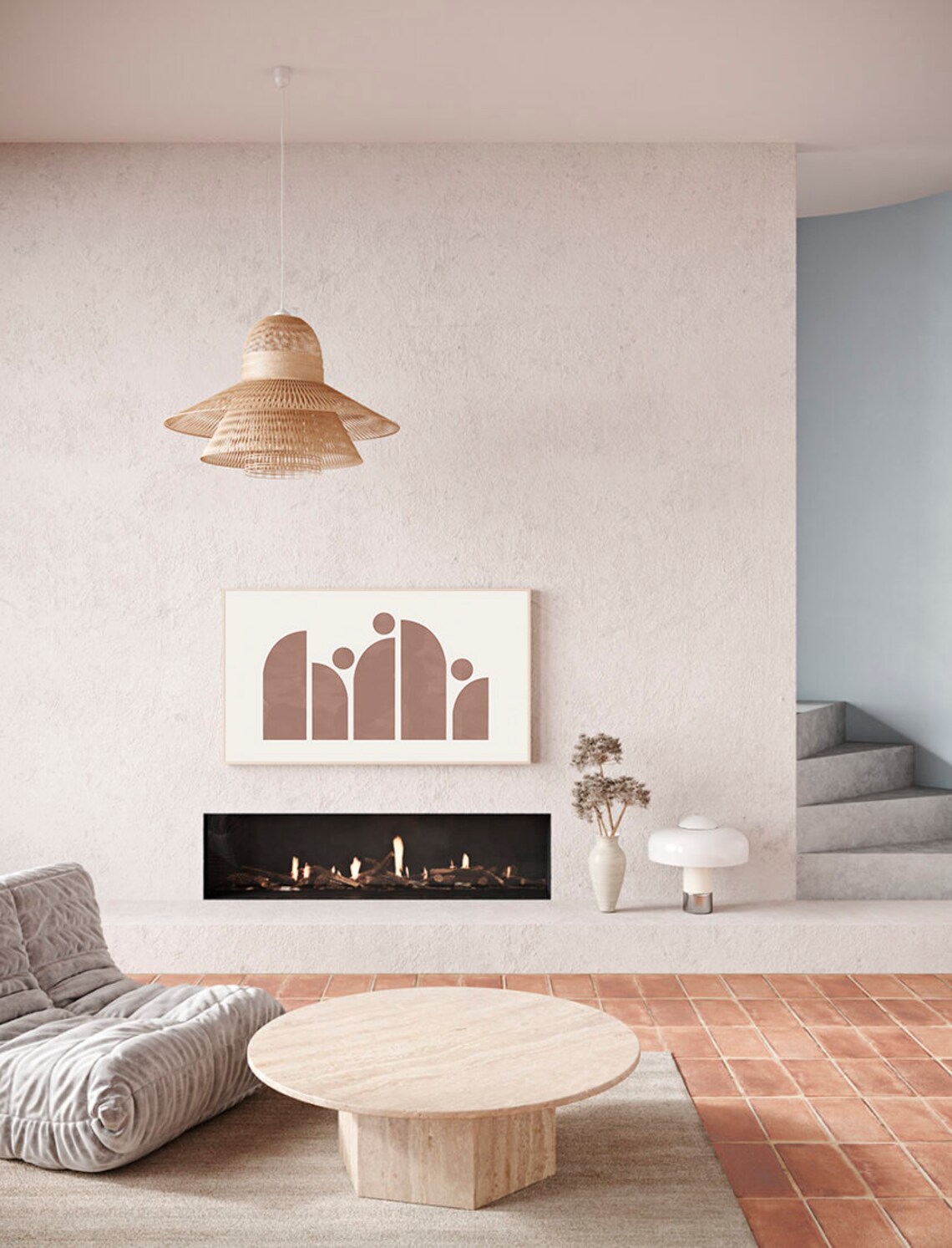 Neutral Geometric Abstract Art Print for TV - Image 3