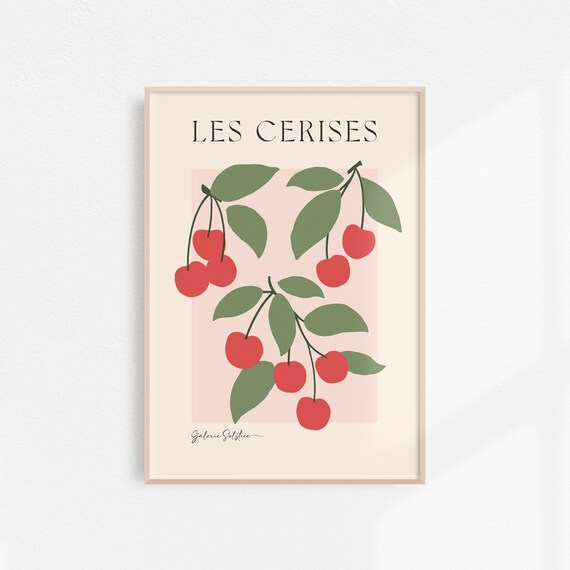 Cherry Fruit Market Poster, Aesthetic Kitchen Art Print