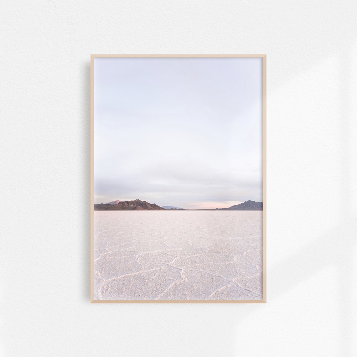 Salt Flats Stretching to Distant Mountains Minimalist Poster