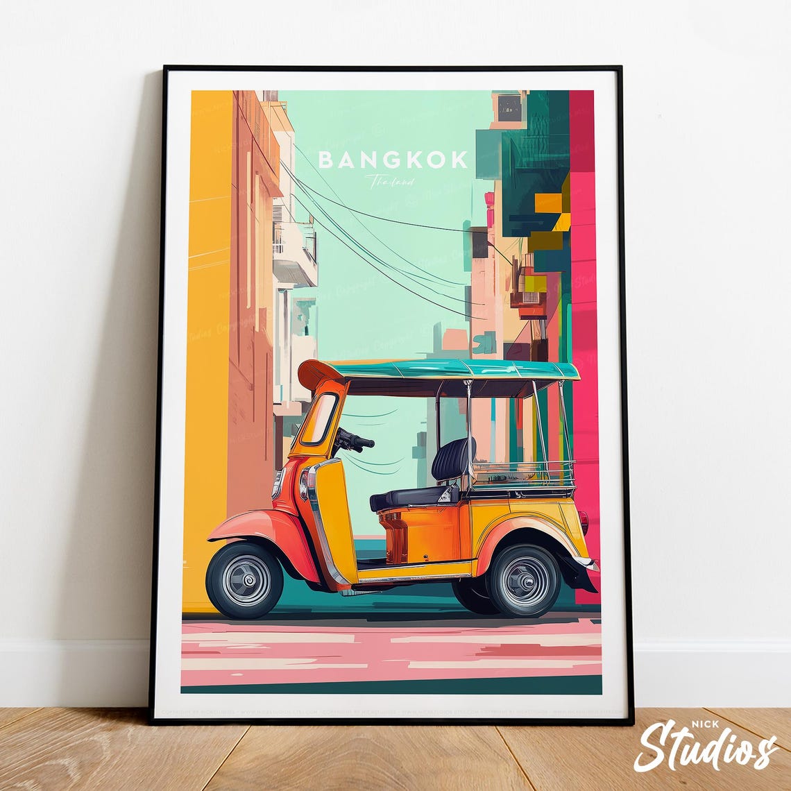 Bangkok Traditional Travel Print Bangkok Poster Bangkok Art Tuk Tuk Art Thailand Poster Bangkok Illustration Birthday Present