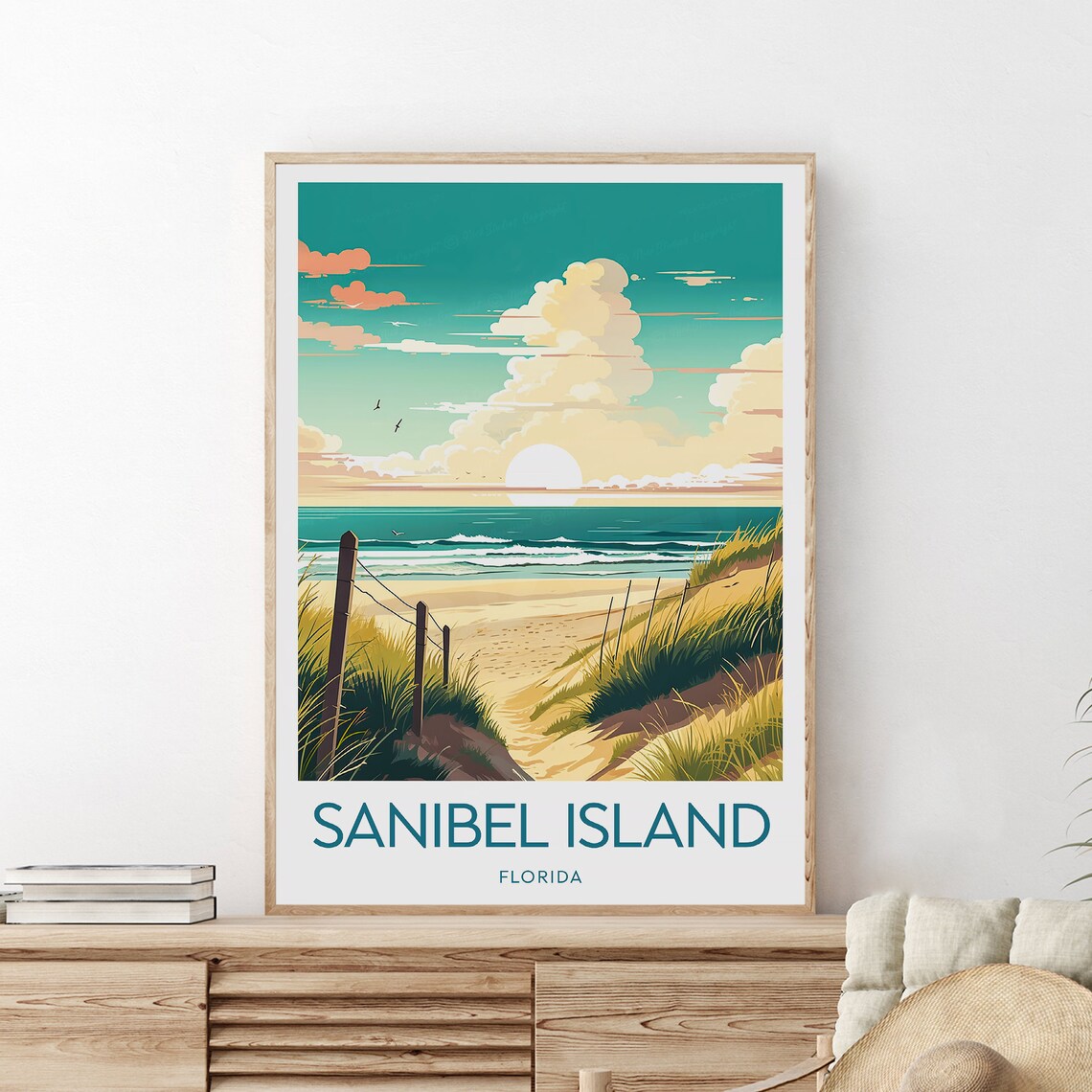 Sanibel Island Vintage Beach Sunset Path Florida Travel Poster - Image 2