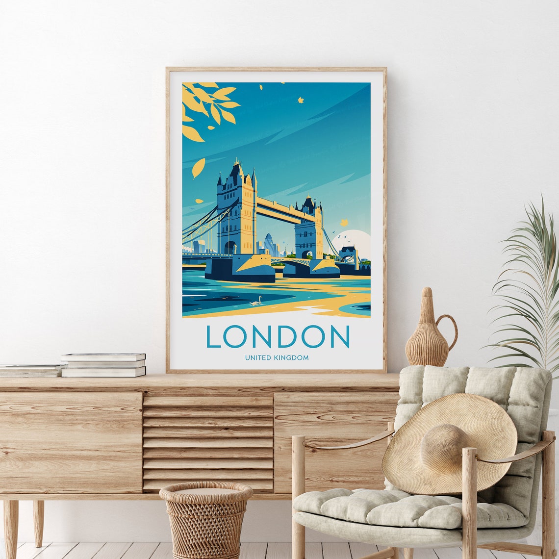 London Tower Bridge Thames Riverside Daylight City Travel Poster