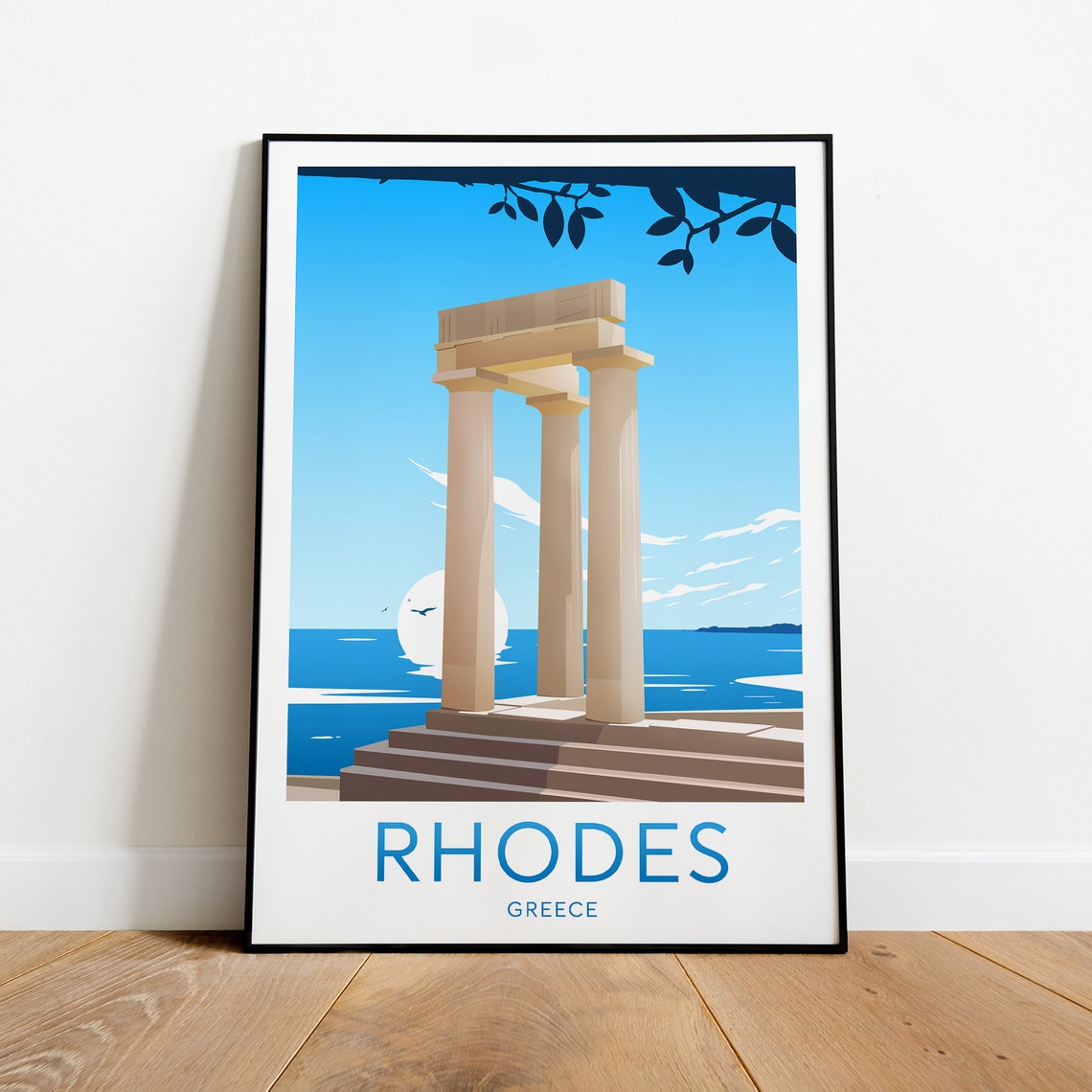 Rhodes Greece Ancient Columns Temple Ruins by the Sea Poster - Image 2