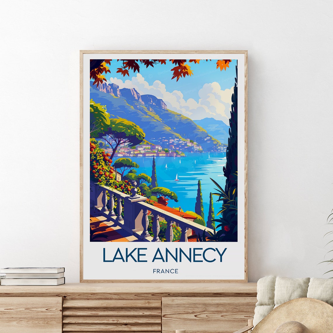 Lake Annecy Travel Print France Annecy Poster Annecy Print Annecy Art Wedding Gift