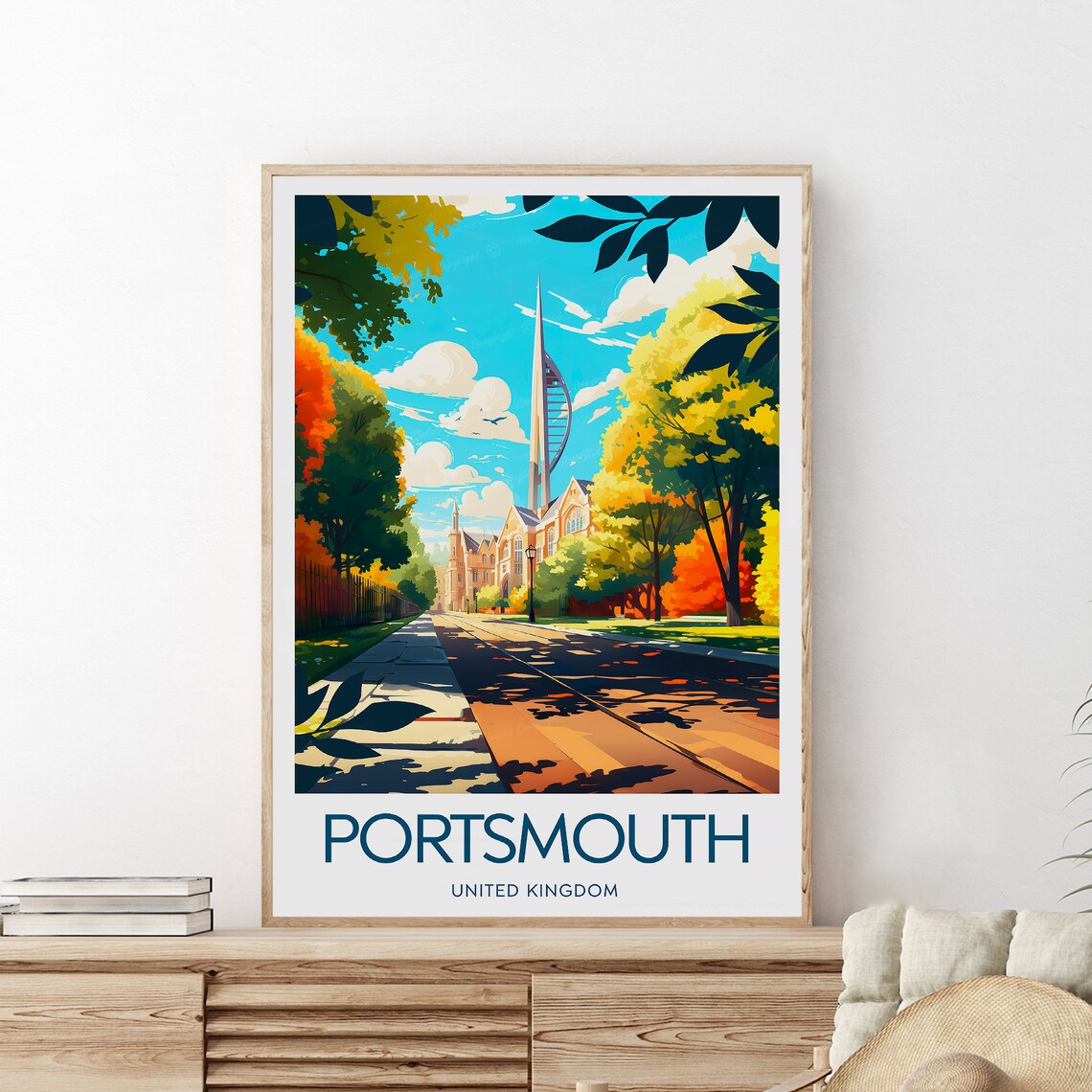 Portsmouth UK Spinnaker Tower Autumn Street Vintage Travel Poster - Image 2