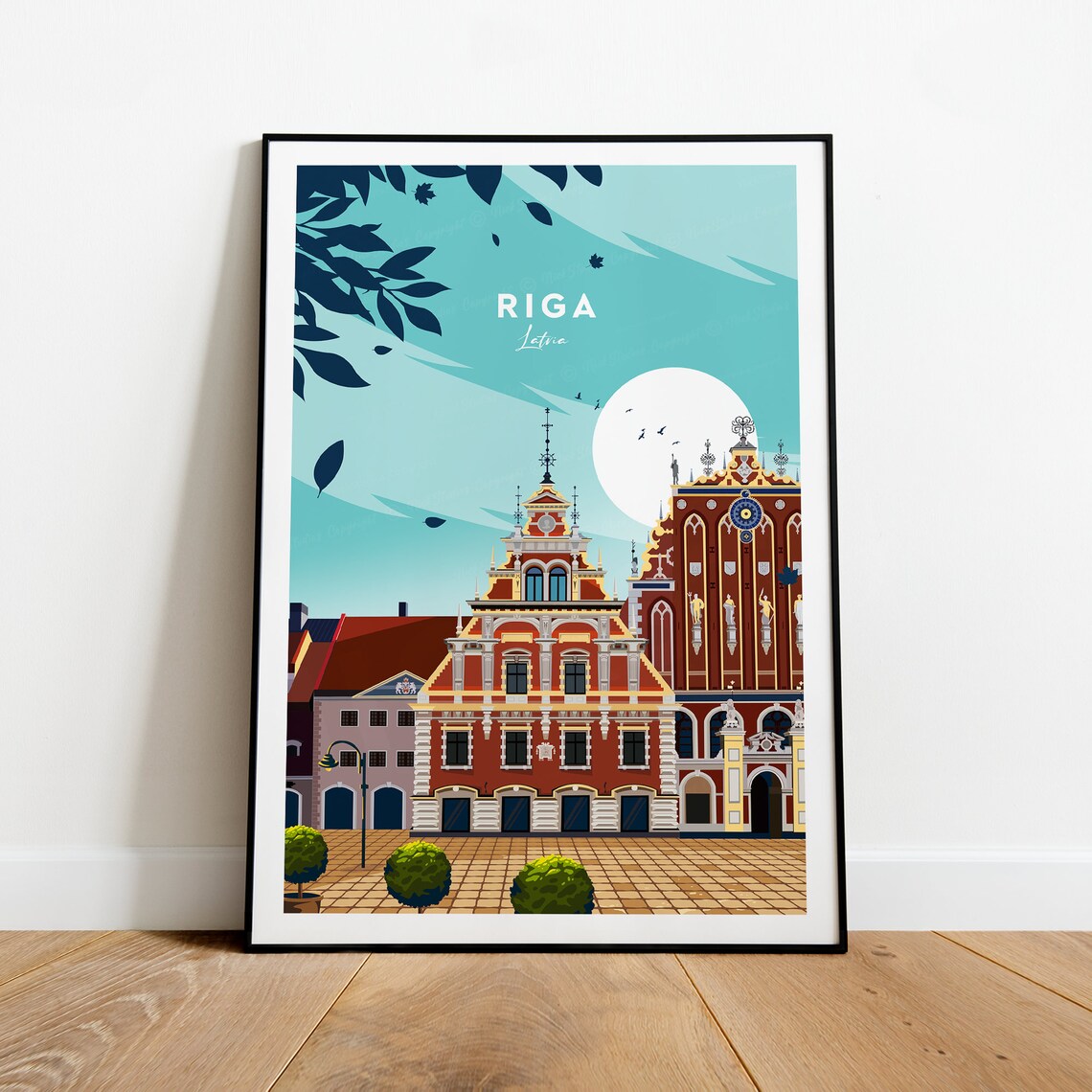 Riga Latvia Historic Guild Houses Old Town Square View Poster