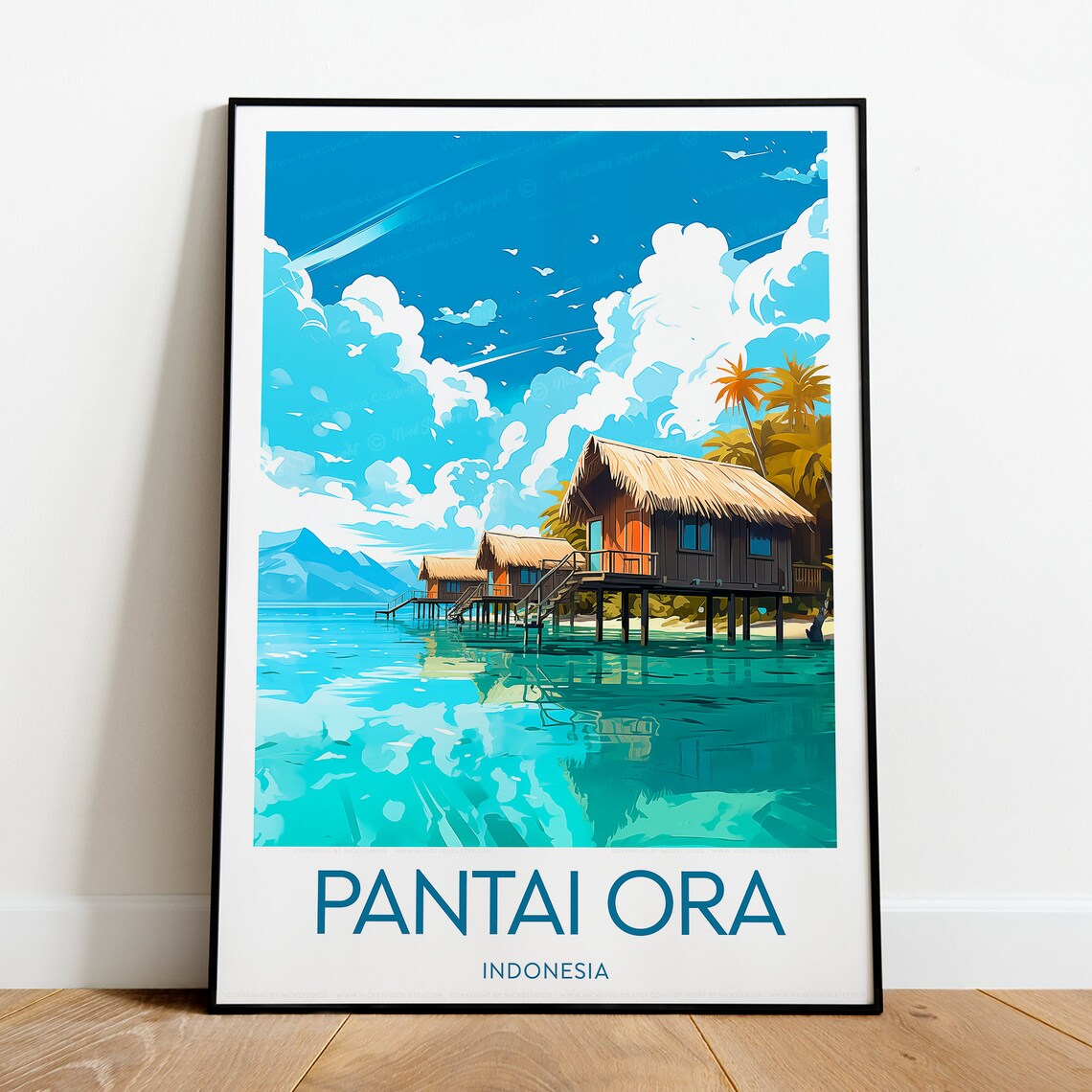 Pantai Ora Indonesia Island Bungalows Lagoon View Art Poster