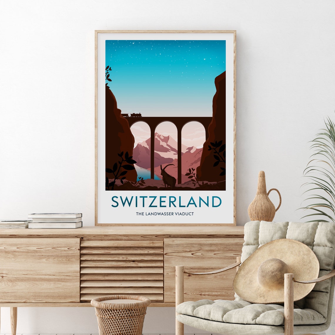 Switzerland Landwasser Viaduct Train Alpine Railway Scenic Poster