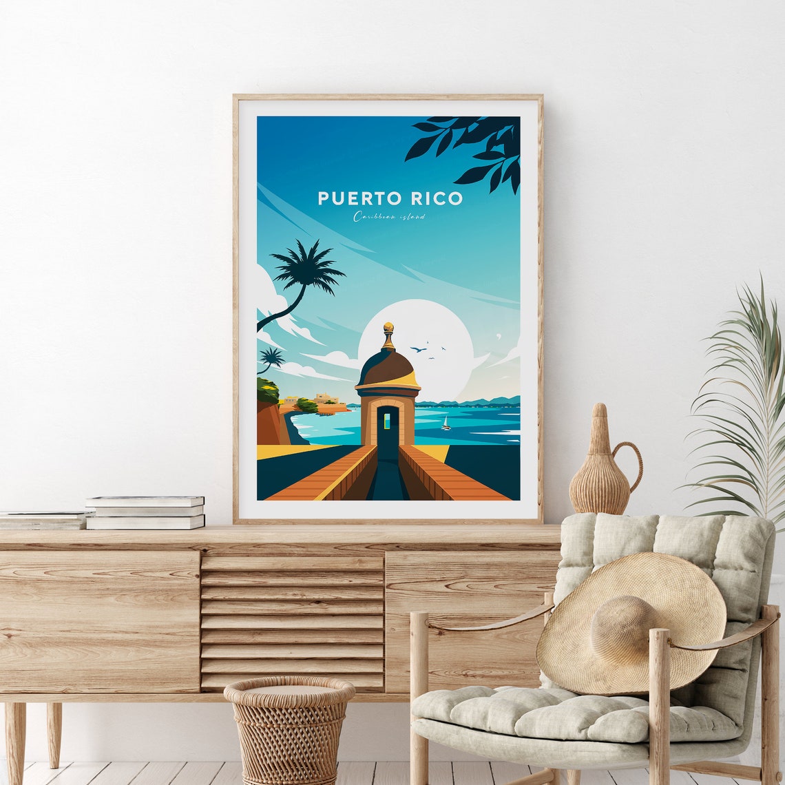 Puerto Rico El Morro Sentry Box Caribbean Island Coast Travel Poster