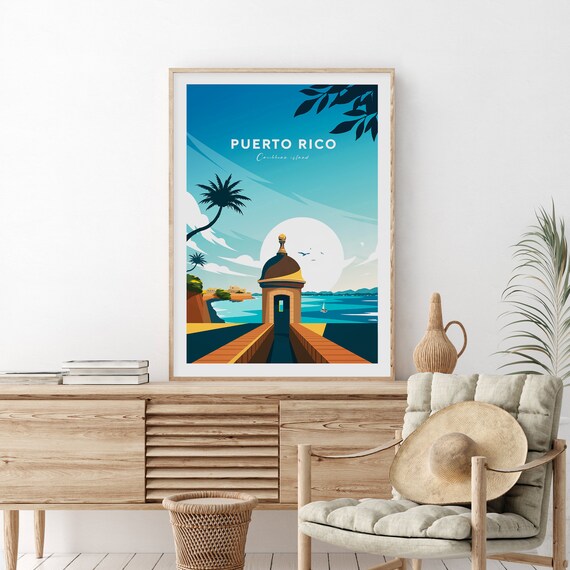 Puerto Rico El Morro Sentry Box Caribbean Island Coast Travel Poster