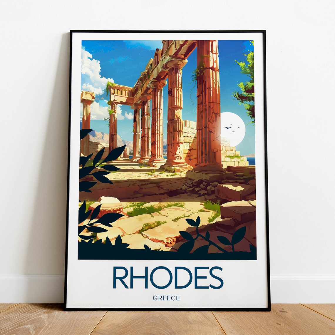 Rhodes Greece Lindos Ancient Temple Ruins Sunlit Columns Poster