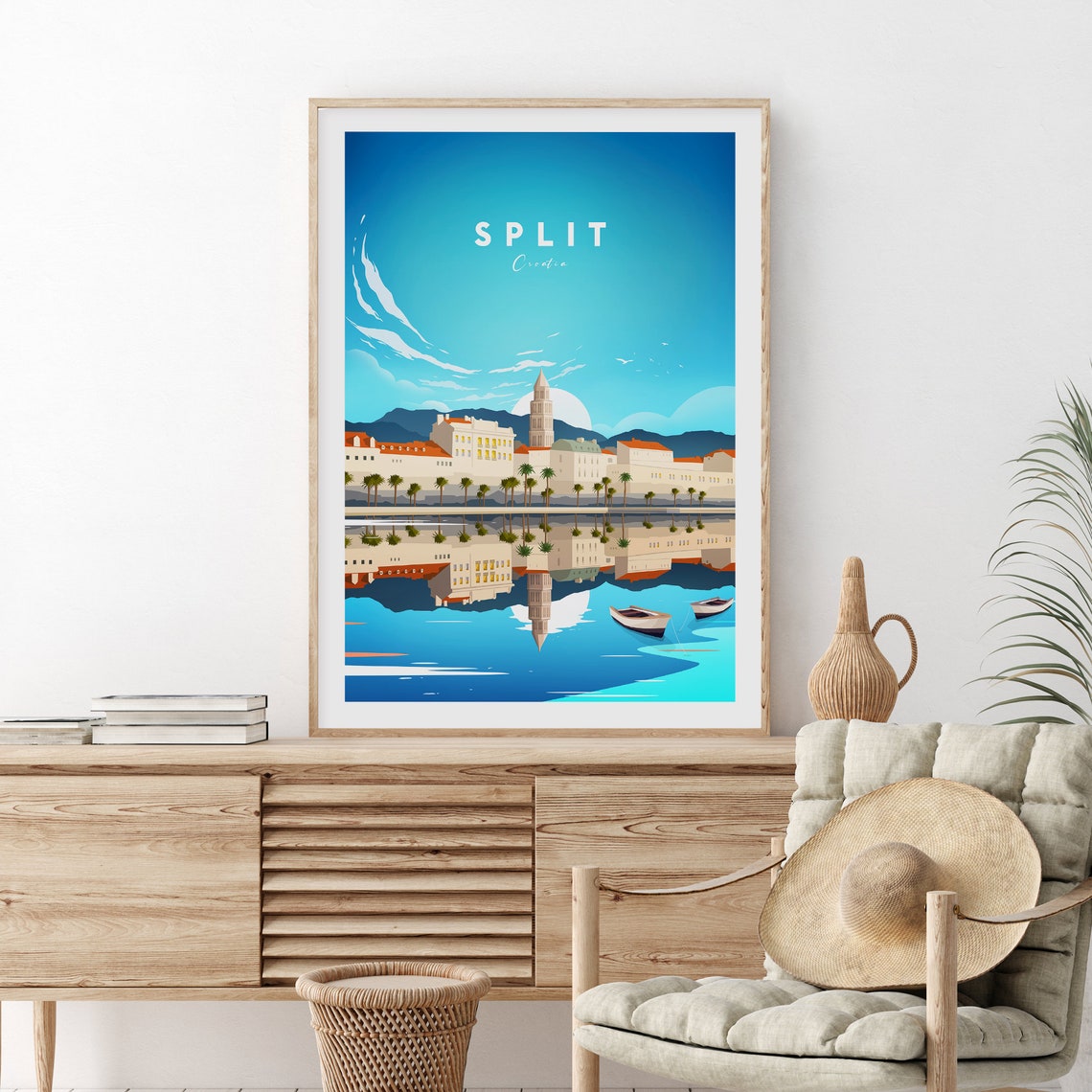 Split Croatia Old Town Reflections in the Harbor Water Poster