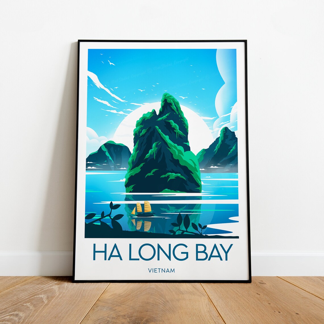 Ha Long Bay Vietnam Limestone Karst Islands Junk Boat Travel Poster - Image 2