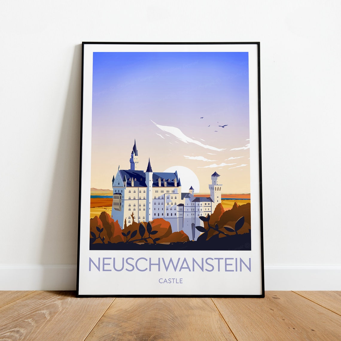 Neuschwanstein Castle Sunset Bavarian Fairytale Palace Travel Poster - Image 2