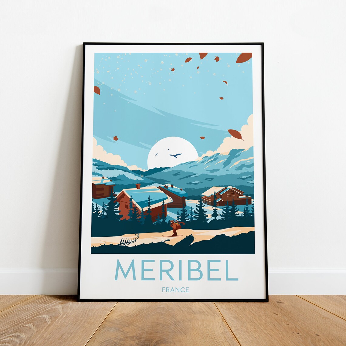 Meribel France Alpine Ski Resort Village Snowy Peaks Travel Poster