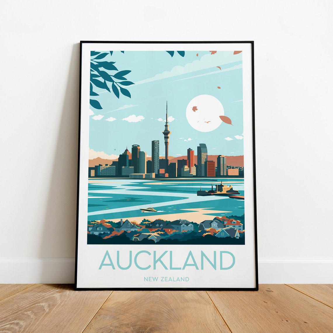 Auckland Travel Print New Zealand Auckland Poster New Zealand Print Wedding Gift Birthday - Image 2