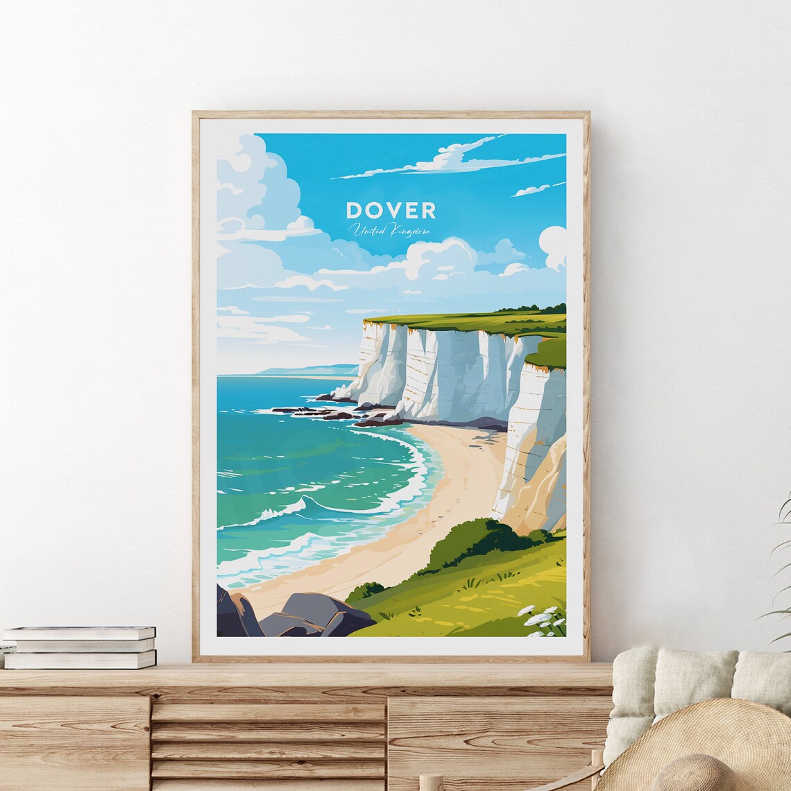 Dover White Cliffs Kent Coast United Kingdom Vintage Travel Poster - Image 2