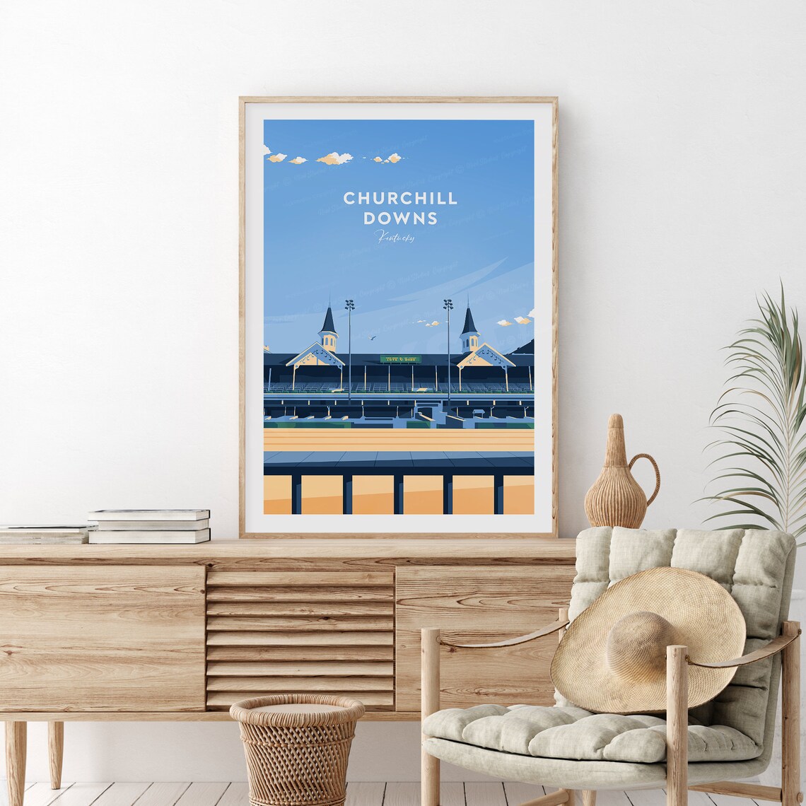 Churchill Downs Kentucky Horse Racing Track Retro Travel Poster