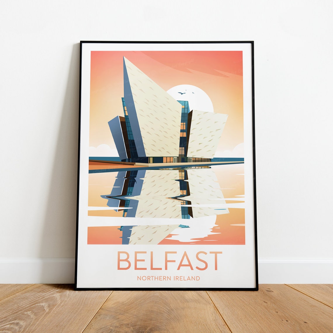 Belfast Northern Ireland Titanic Museum Sunset Travel Poster UK Art - Image 2