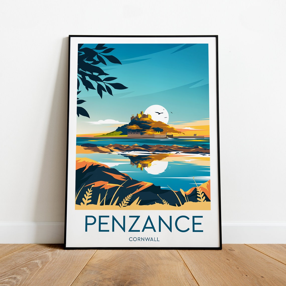 Penzance Cornwall Castle Sunset Vintage Travel Poster Artwork - Image 2