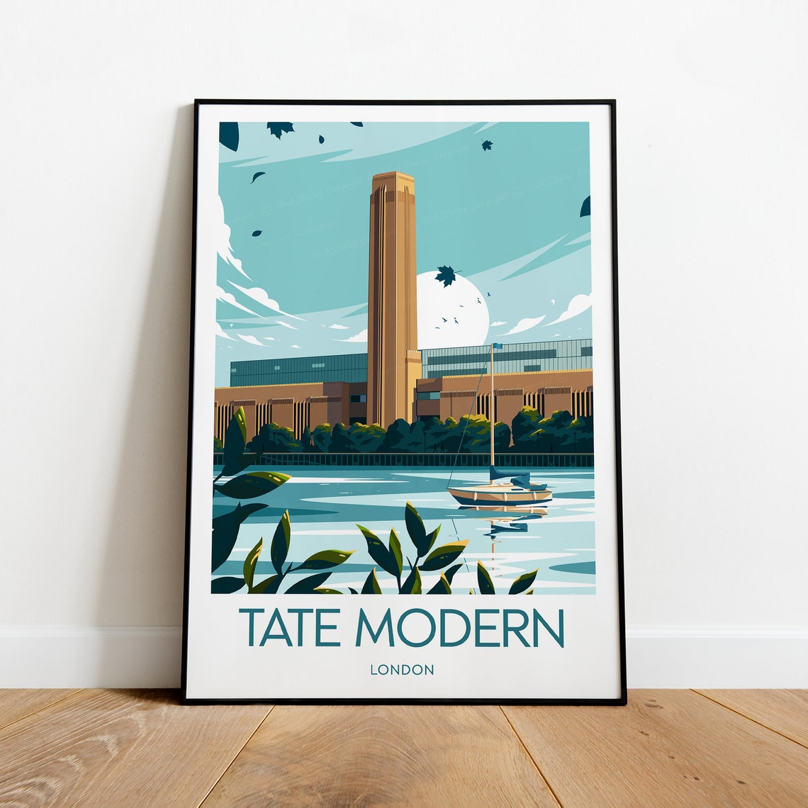 Tate Modern London Thames Riverside Gallery View Travel Poster