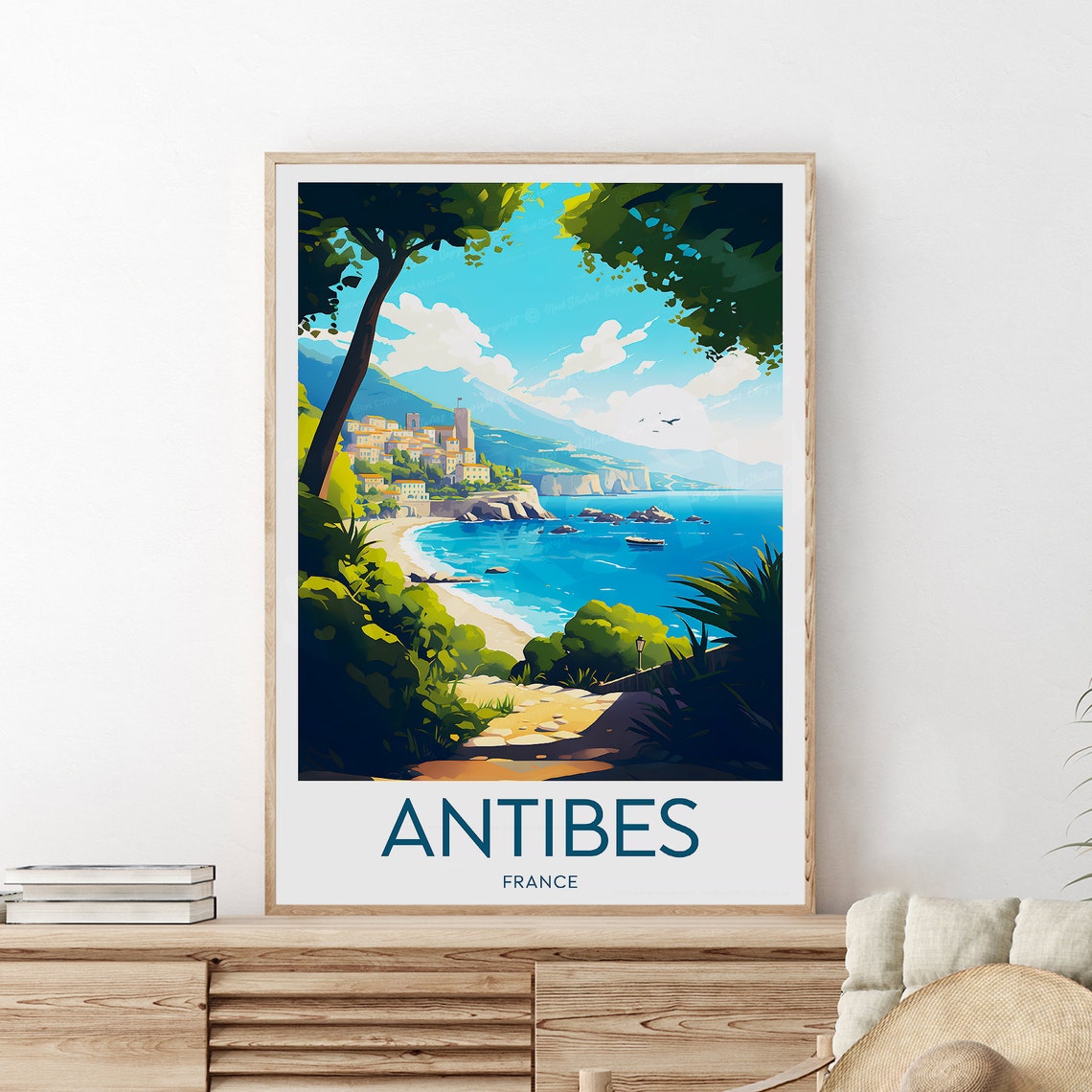 Antibes France Mediterranean Old Town Bay View Travel Poster