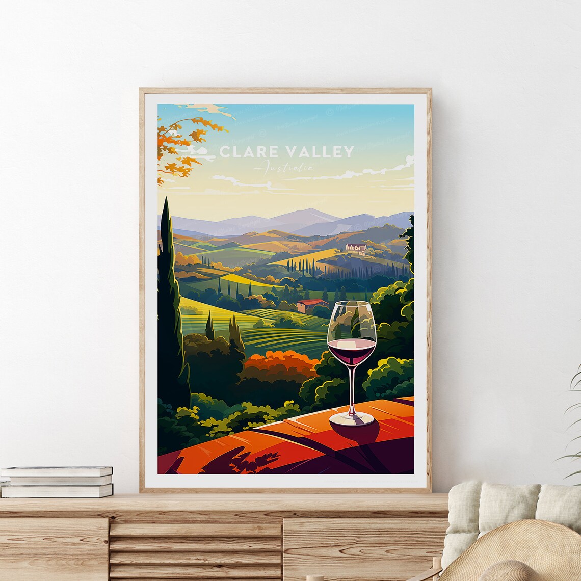 Clare Valley Australia Vineyard Wine Country Rolling Hills Travel Poster - Image 2
