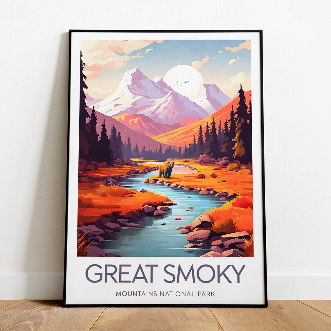 Great Smoky Mountains National Park Bear Stream Autumn Travel Poster - Image 2