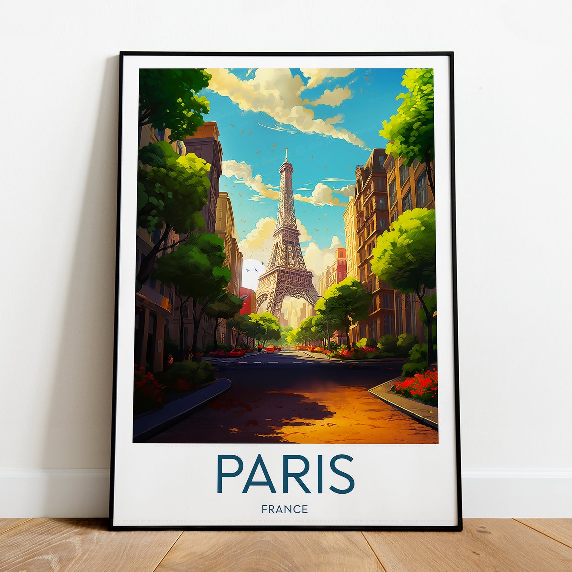 Paris France Eiffel Tower Parisian Street Vintage Travel Poster - Image 2